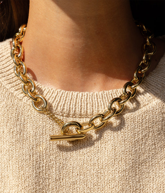 Necklace Ecume (Golden steel)