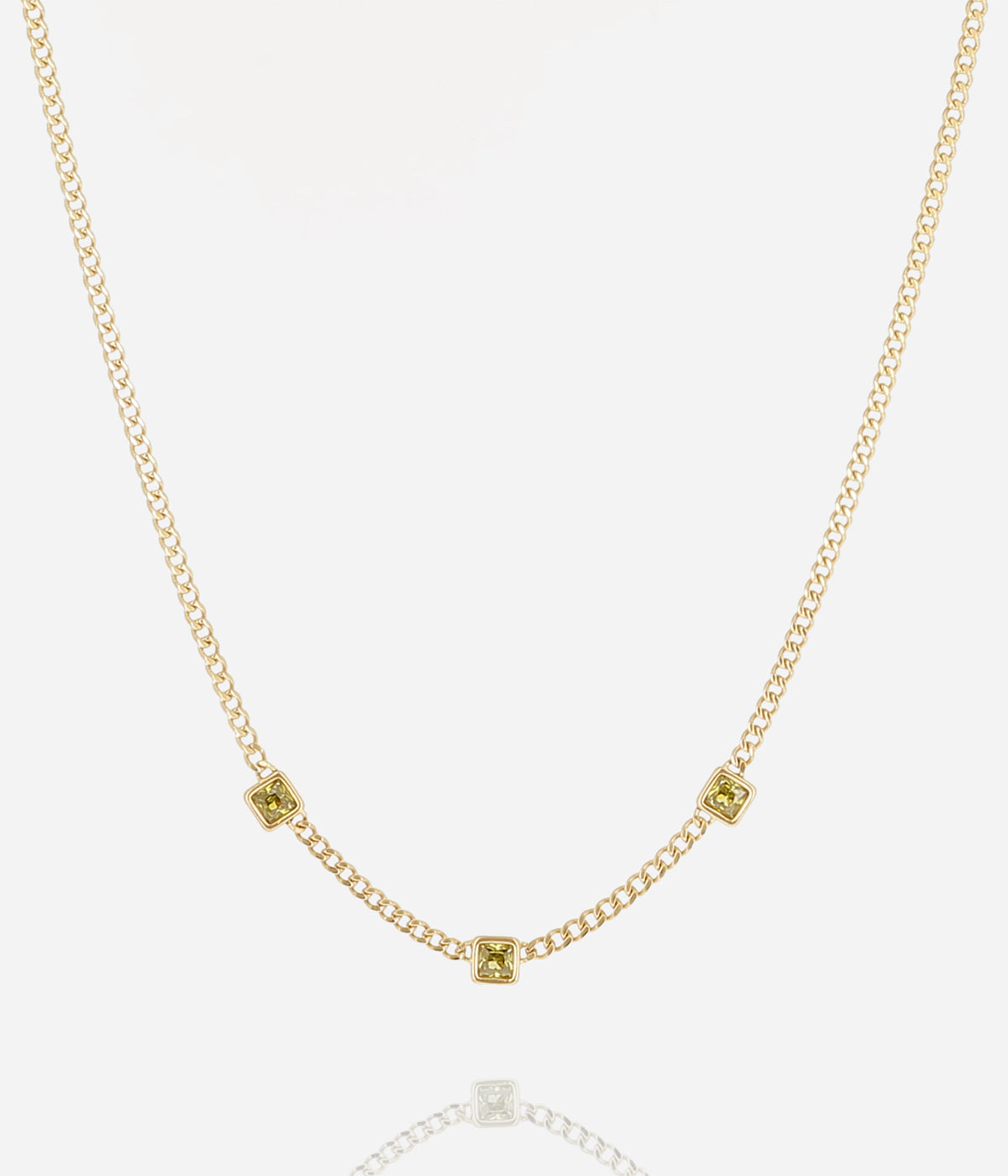 Collier Armel (Acier doré)-vert clair