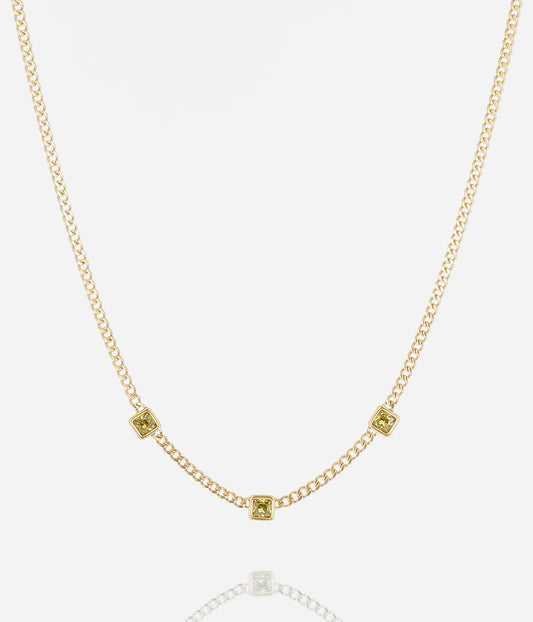 Collier Armel (Acier doré)-vert clair